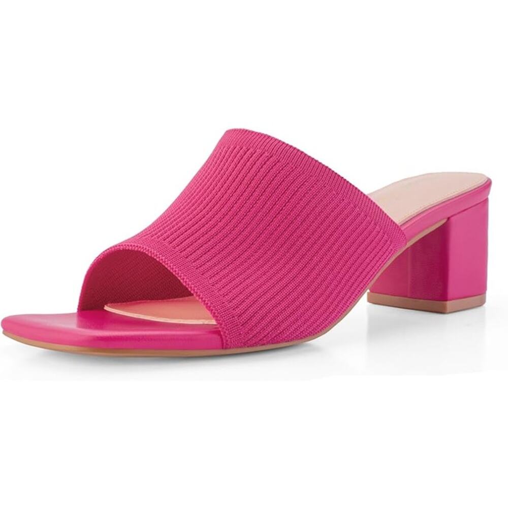 Shoe'N Tale Womens Size 11 Hot Pink 2.5" Heel Open Toe SlideOn Mule Sandal Shoes